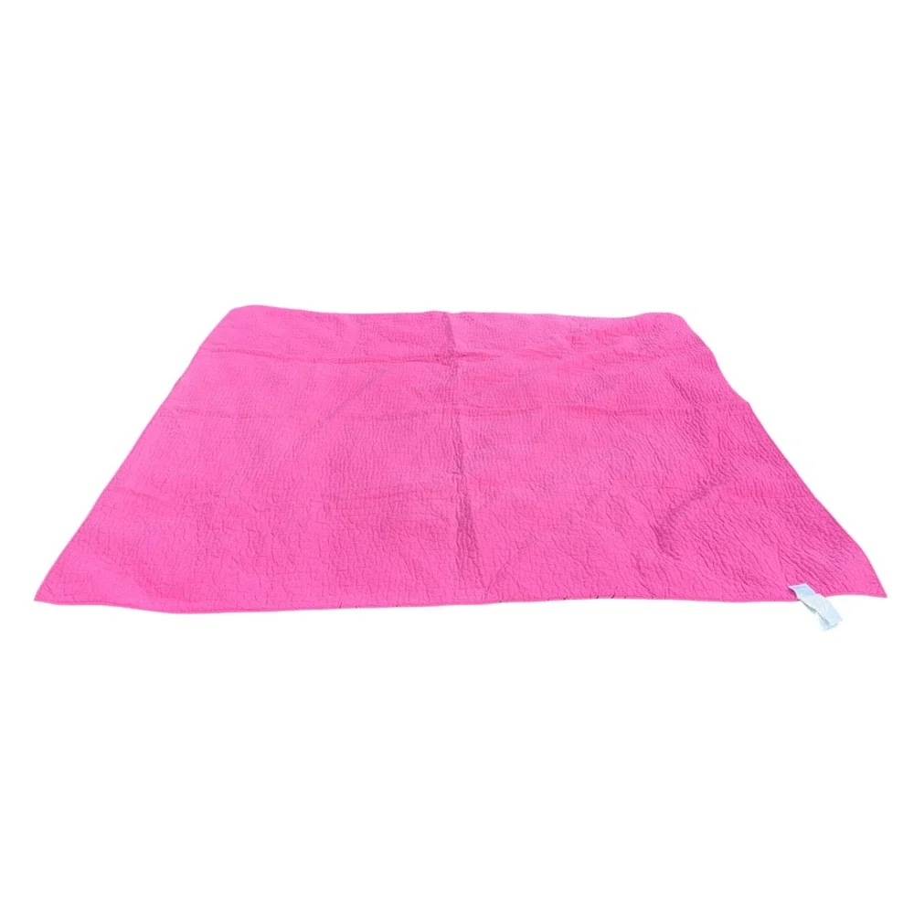 Unbranded Kantha Quilt Full Queen Pink Reversible Hand Stitched Cotton Good